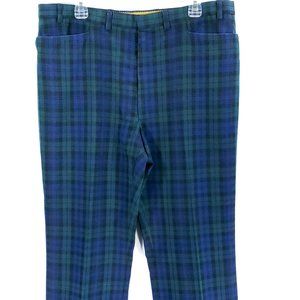 Vtg Jayros Golf Pants Men's 34/36? Blue Green Tartan Plaid Grandpacore Punk Ugly